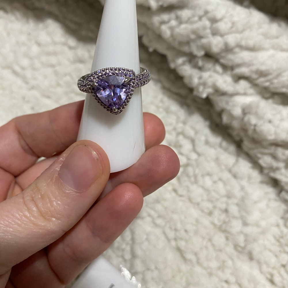 Lavender Heart Halo Ring - Women Jewelry